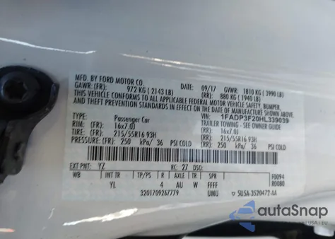 2017 Ford Focus Se из США, поврежденный, VIN 1FADP3F20HL339039